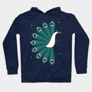 Ornamental Peacock on Blue Hoodie